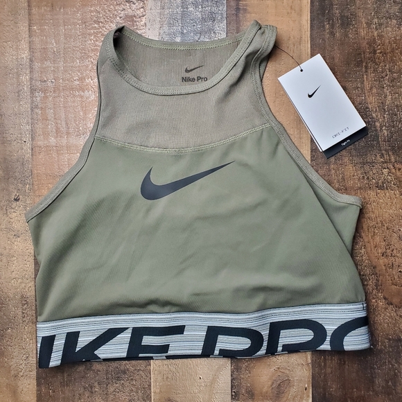 Nike pro women's dri fit crop tank top greene - Picture 2 of 5